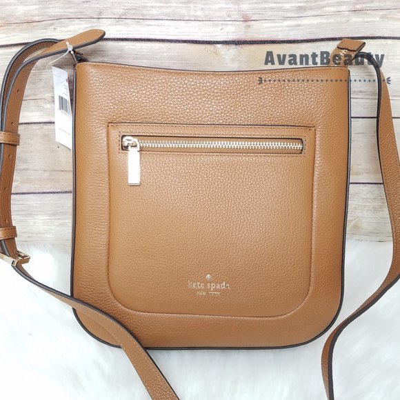 kate Spade New York Leila Top Zipper Crossbody Ginger Brown Large Front Zip Pock - Picture 5 of 10